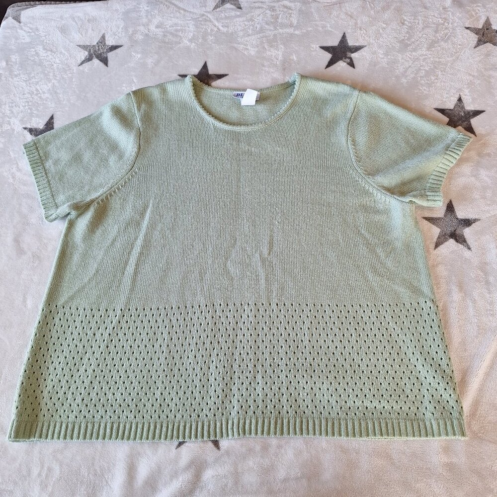 Vintage Blair Sweater Top Women's Size XL Short Sleeve‎ Sage Green Pullover